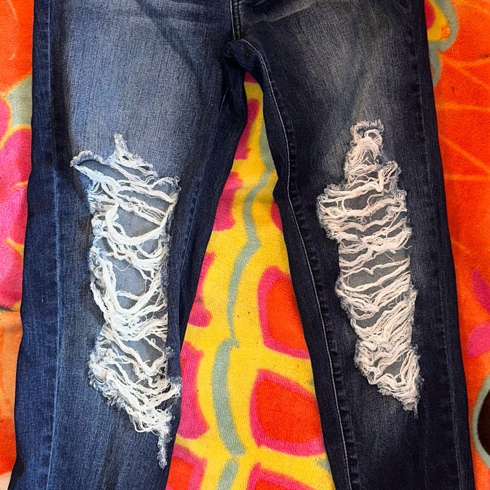 KanCan dark, blue, distressed, Skinny Jeans